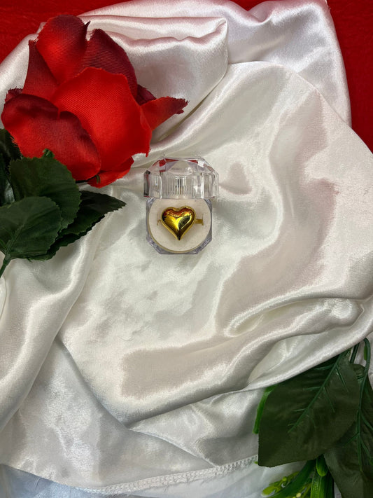 ANELLO CUORE BOMBATO ACCIAIO